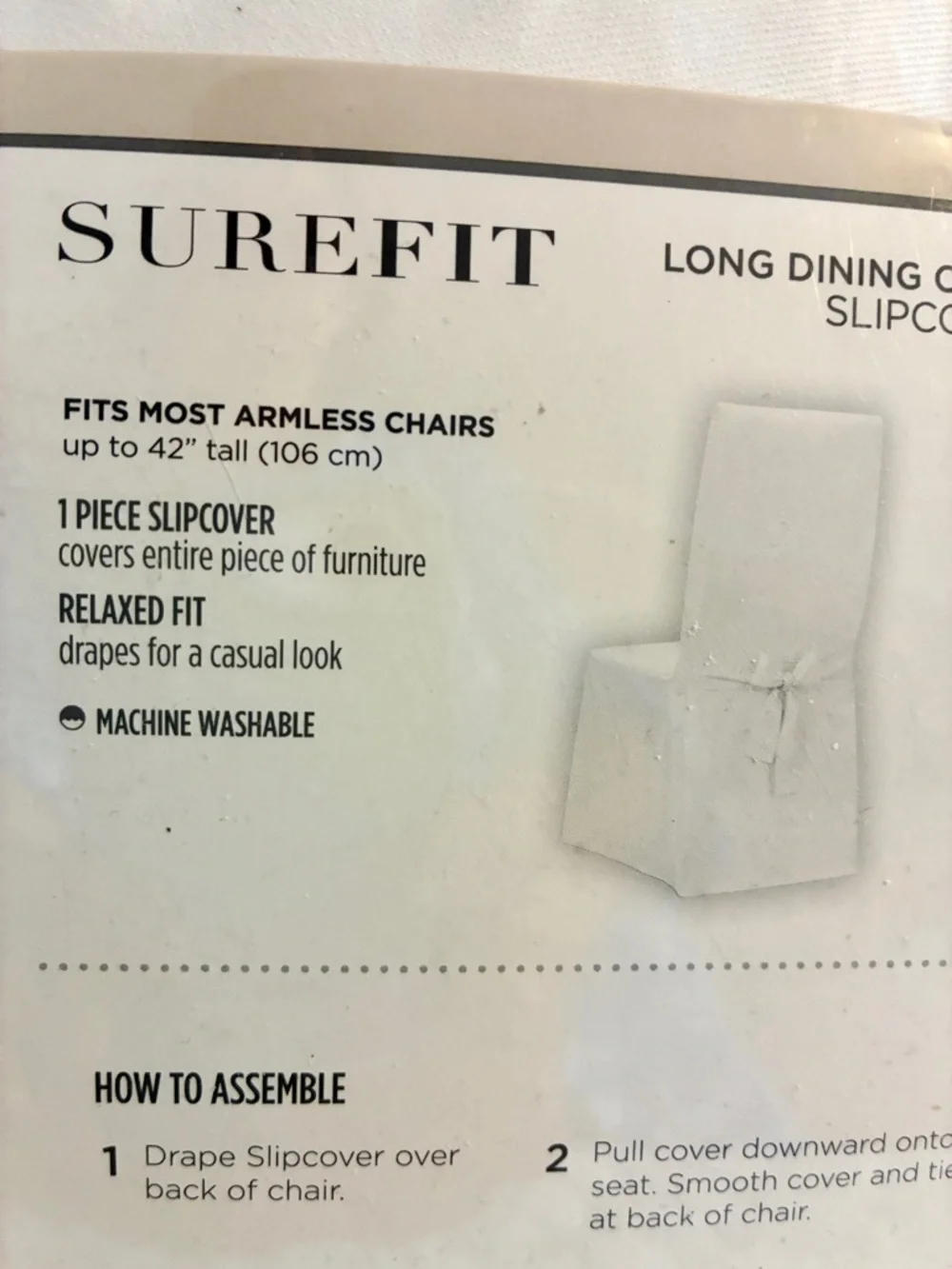 2 SureFit White Slipcover Pair with Scotchgard Protector 2 NEW - Picture 3 of 4
